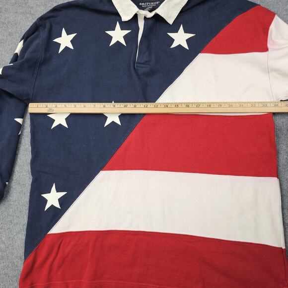 Vintage Britches Rugby Shirt Mens Large American Flag 90s Preppy Patriotic USA - Picture 4 of 6